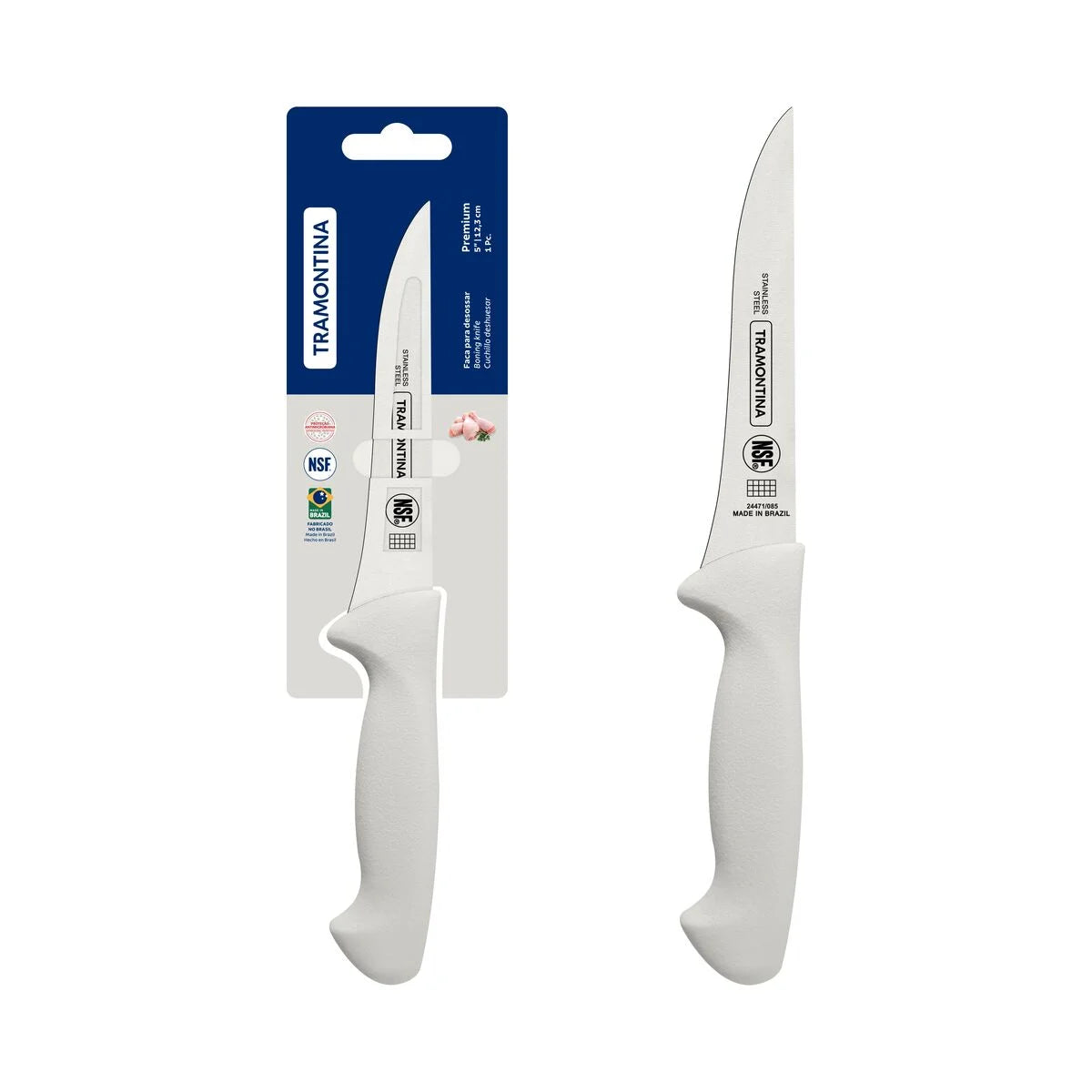 Tramontina Premium 5" Boning Knife Stainless Steel Blade with White Polypropylene Handle
